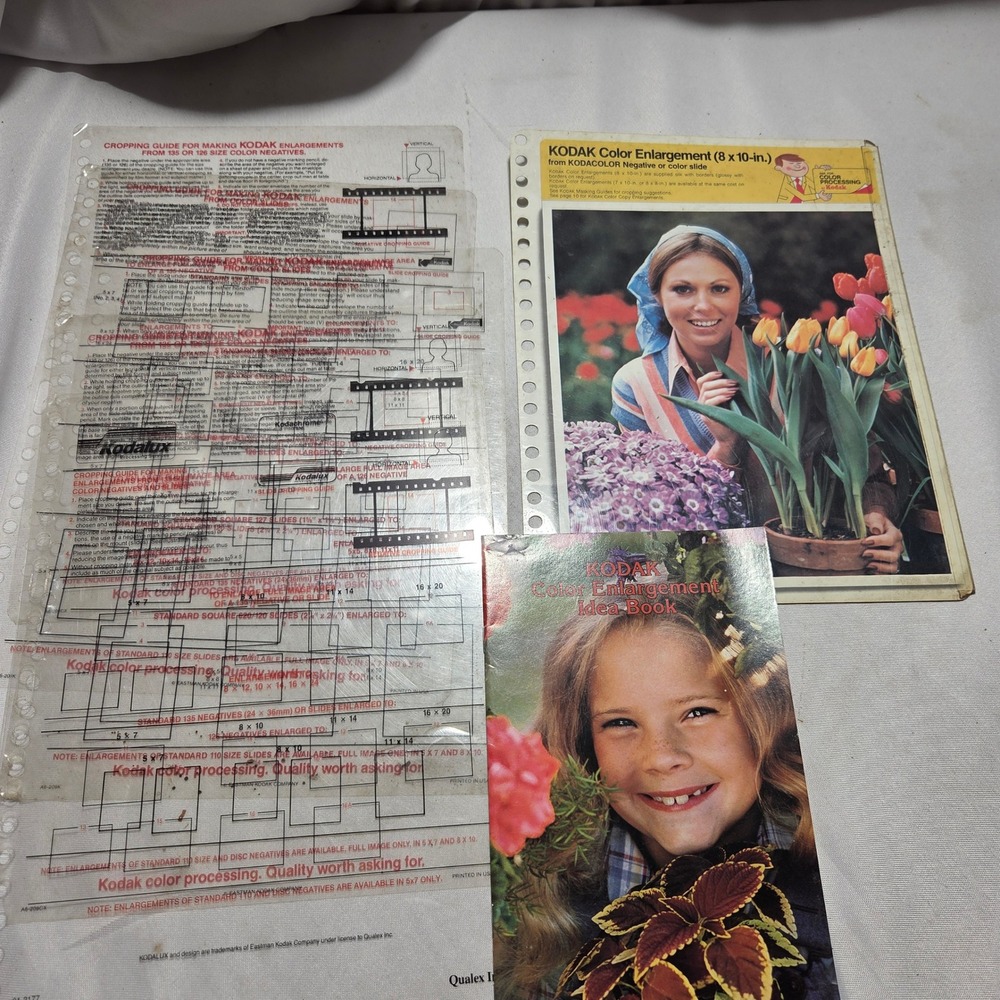 Vintage Kodak Cropping Guides Idea Book and Color Enlargement Sample Lot